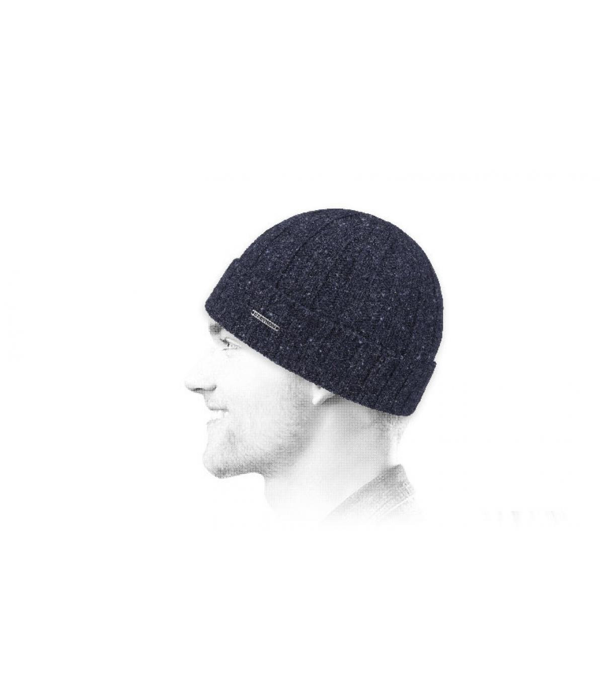 Navy lana Beanie Wisconsin donegal navy